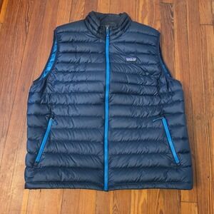 Patagonia Mens Down Sweater Vest Navy Blue Puffer Full Zip 84622 XL